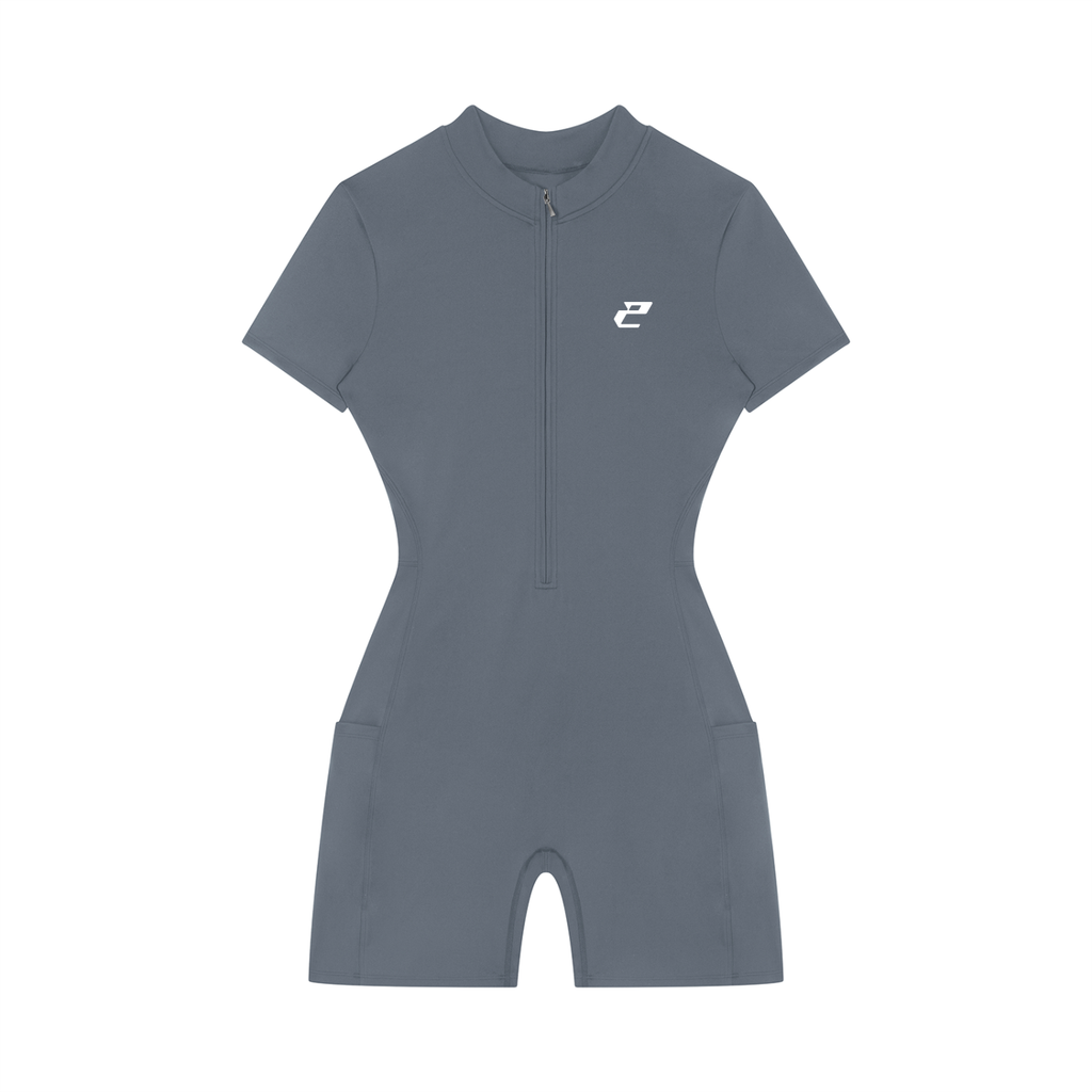 Women's Quarter-Zip Short Sleeve Romper