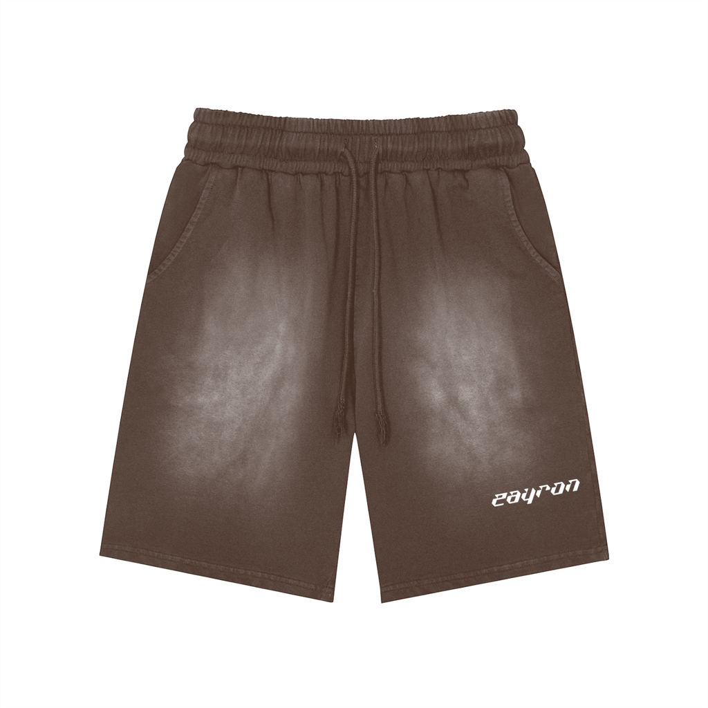 Rectangle Patch Monkey Washed Shorts