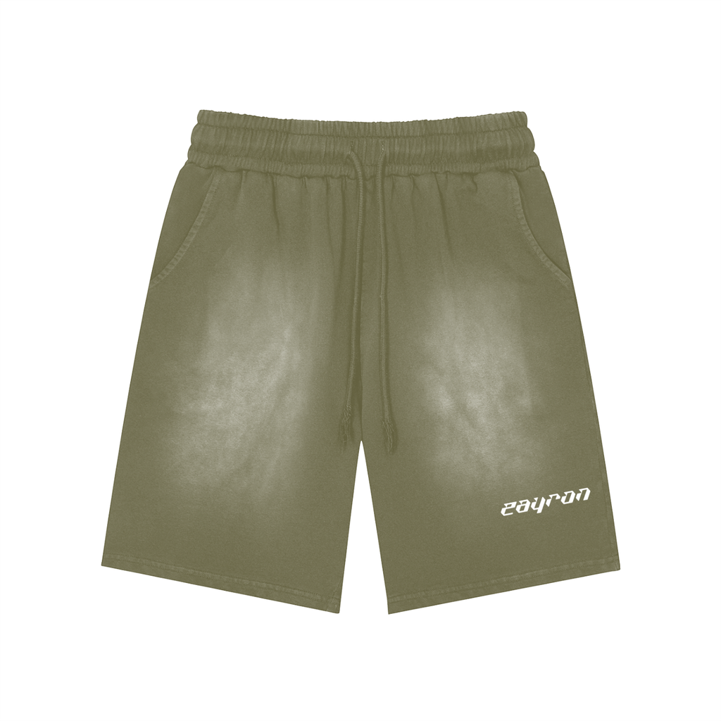 Rectangle Patch Monkey Washed Shorts