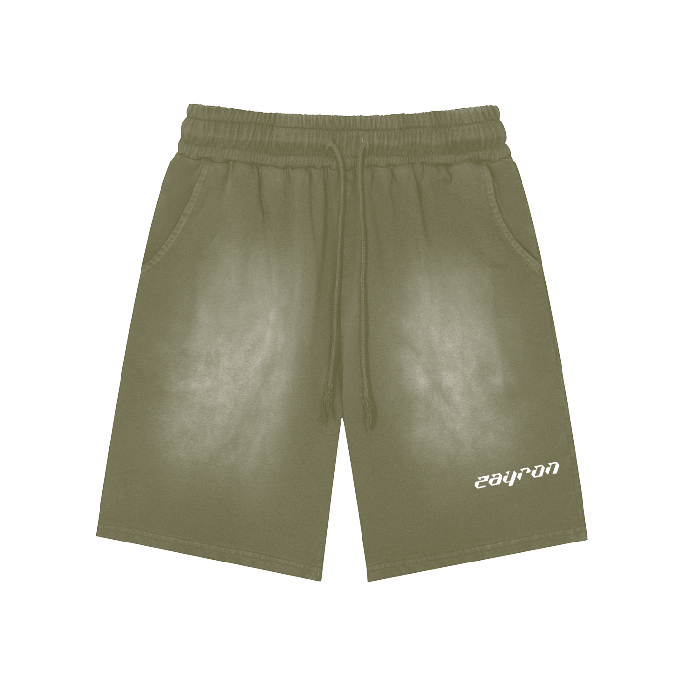 Rectangle Patch Monkey Washed Shorts