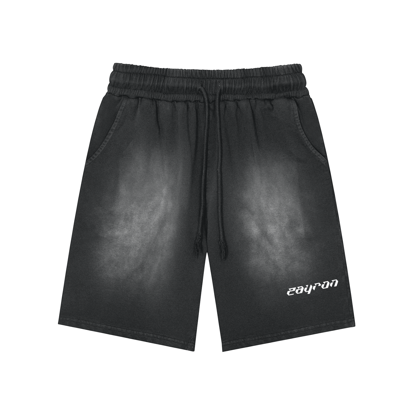 Rectangle Patch Monkey Washed Shorts