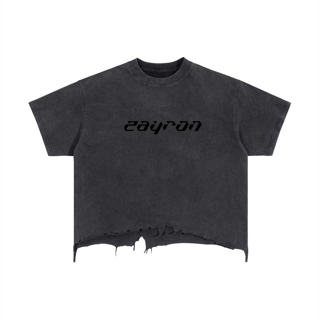 Vintage Wash Boxy Distressed Hem T-Shirt