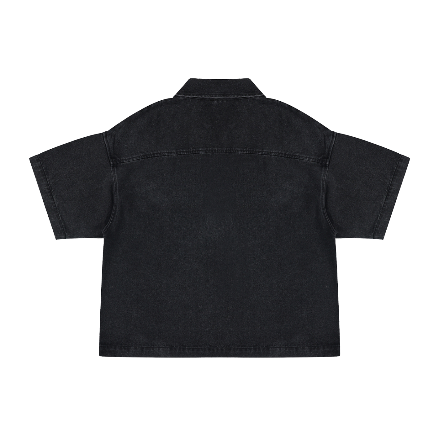 Unisex Vintage Wash Boxy Quarter-Zip Denim