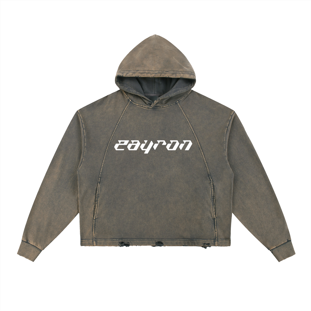 Vintage Washed Frayed-Hem Hoodie