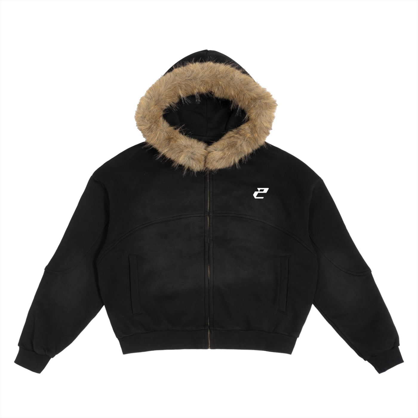 Sun Fade Boxy Detachable Fur Hoodie – ZAYRON