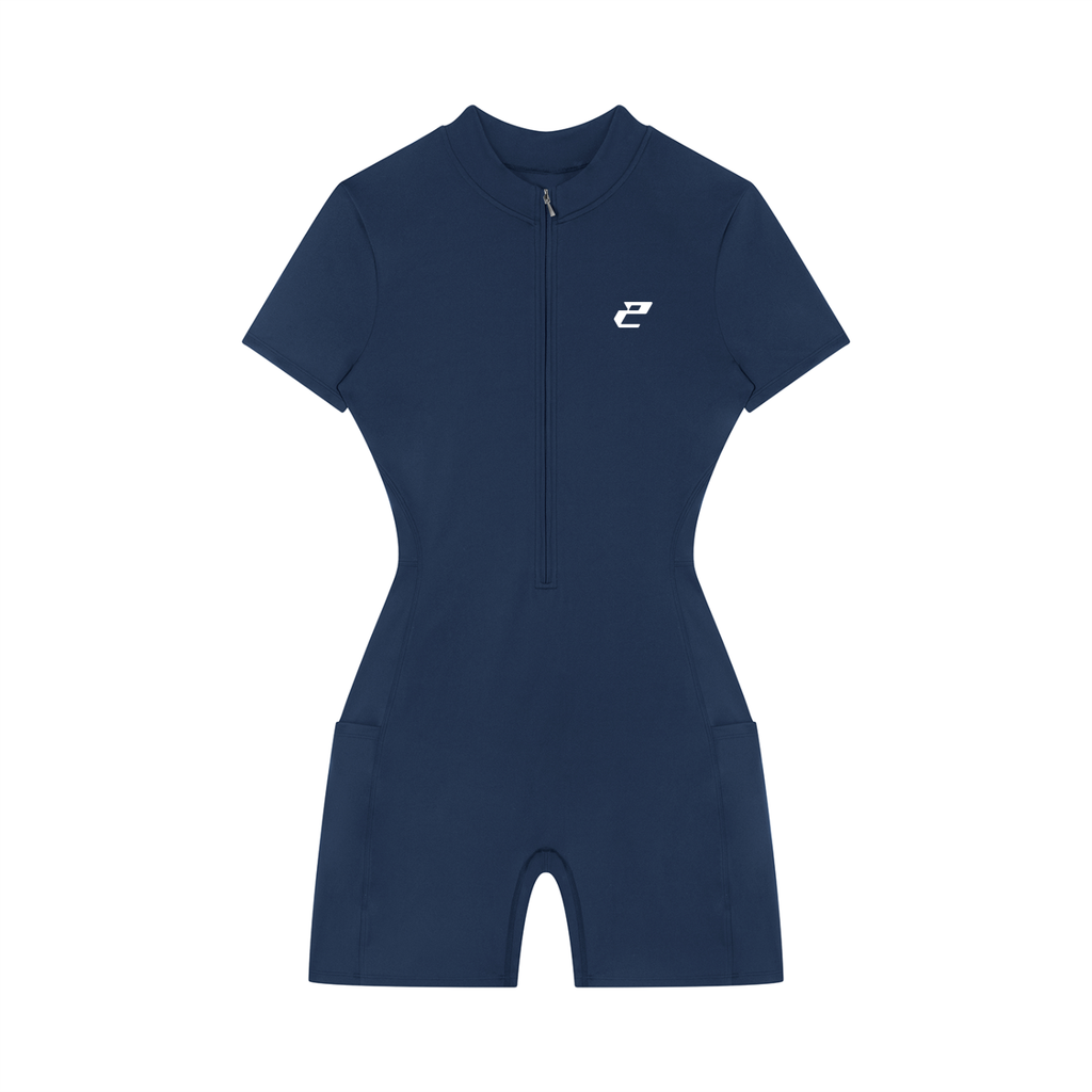 Women's Quarter-Zip Short Sleeve Romper