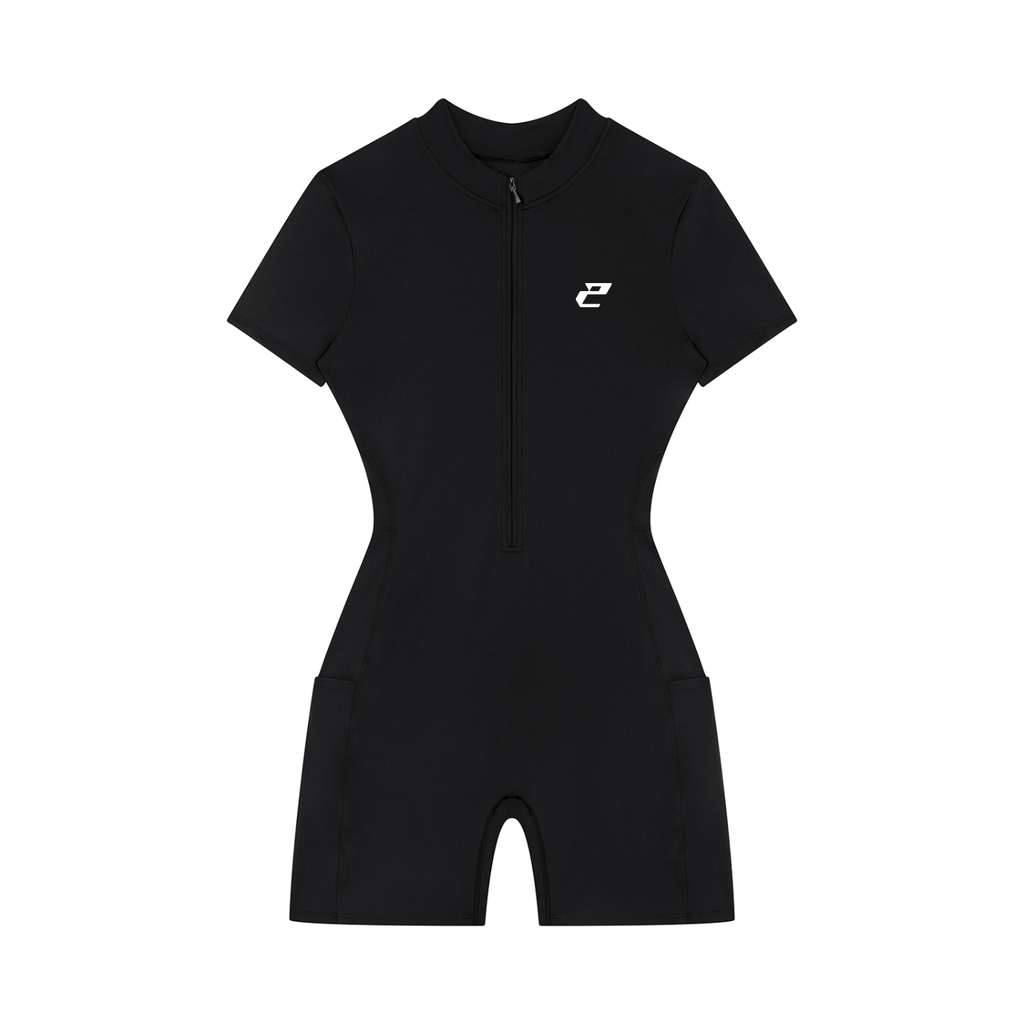 Women's Quarter-Zip Short Sleeve Romper