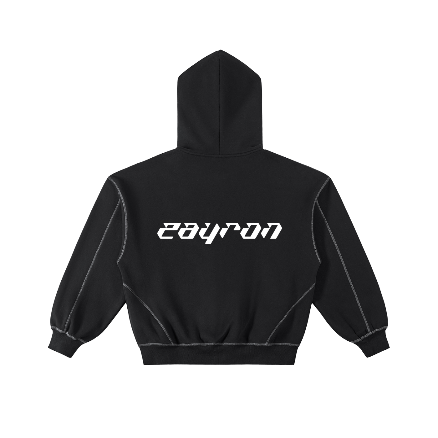 Contrast-Stitched Boxy Fleece Zip Hoodie