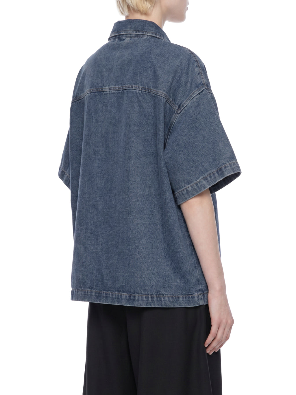 Unisex Vintage Wash Boxy Quarter-Zip Denim