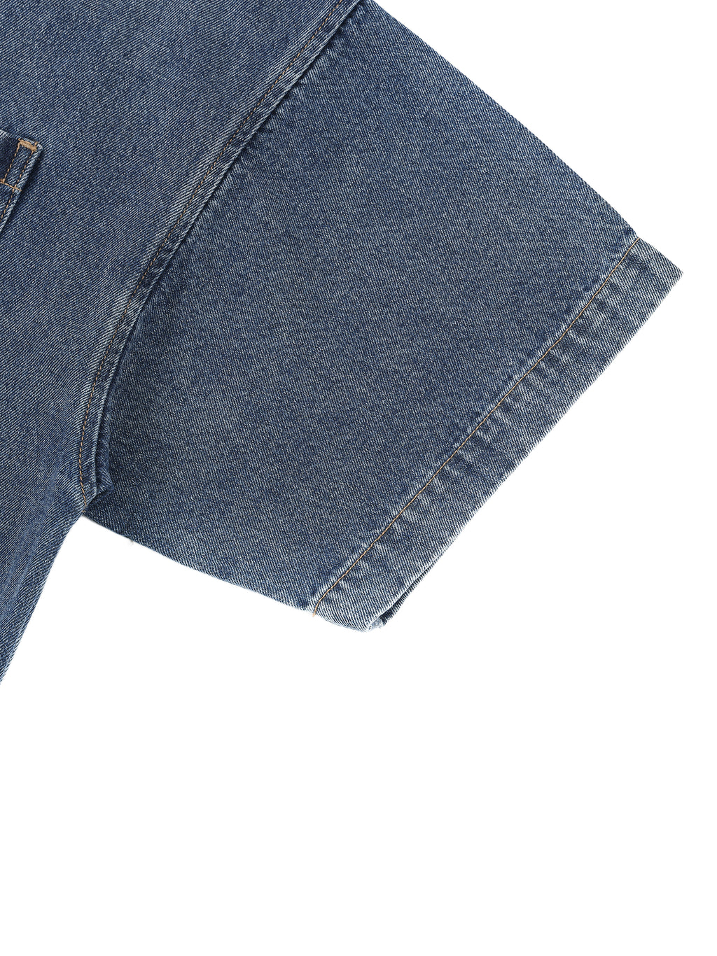 Unisex Vintage Wash Boxy Quarter-Zip Denim