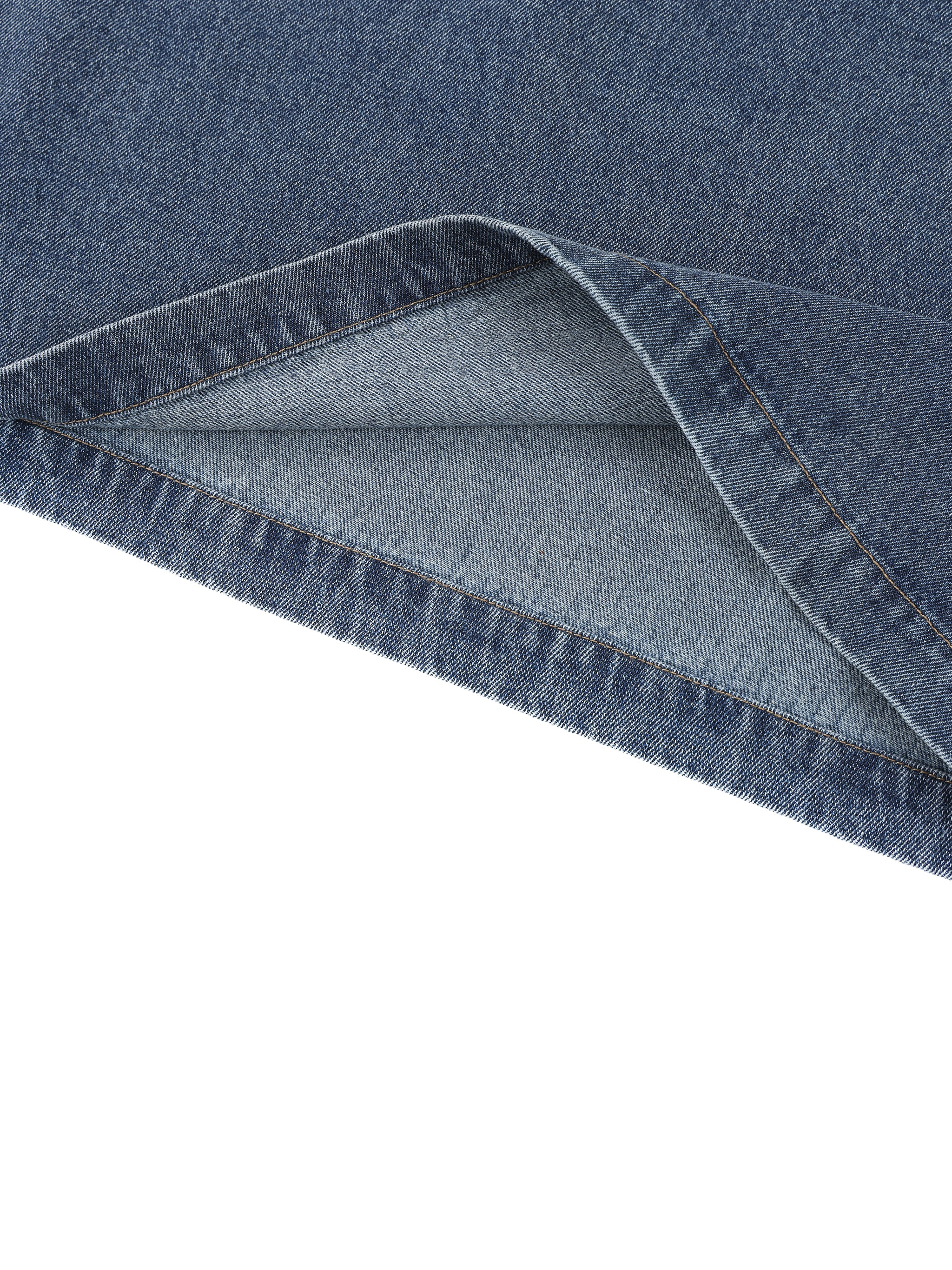 Unisex Vintage Wash Boxy Quarter-Zip Denim